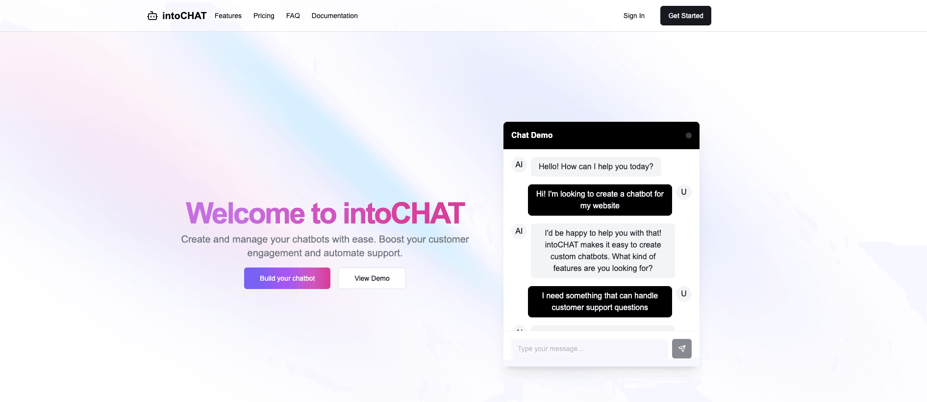 Tableau de bord et fonctionnalités d’intoCHAT Enterprise